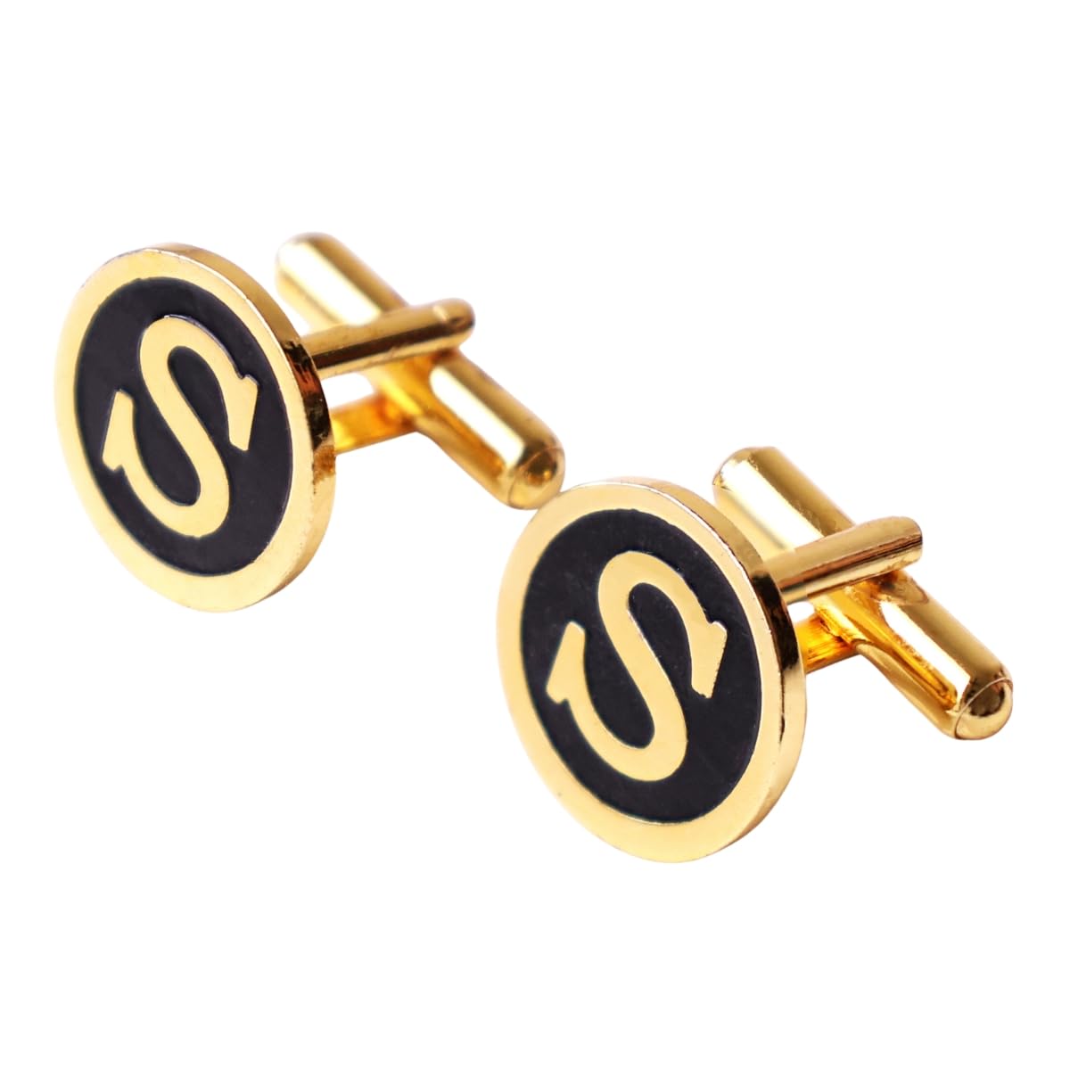 Personalized Initial Name Enamel Cufflinks for Men | Custom Letter Name Monogram Cufflinks | Customised Round Name Cufflinks | Groom Wedding Gift for Men | Engraved Initial Jewellery | Men’s Formal Shirt Office Accessories-image-44