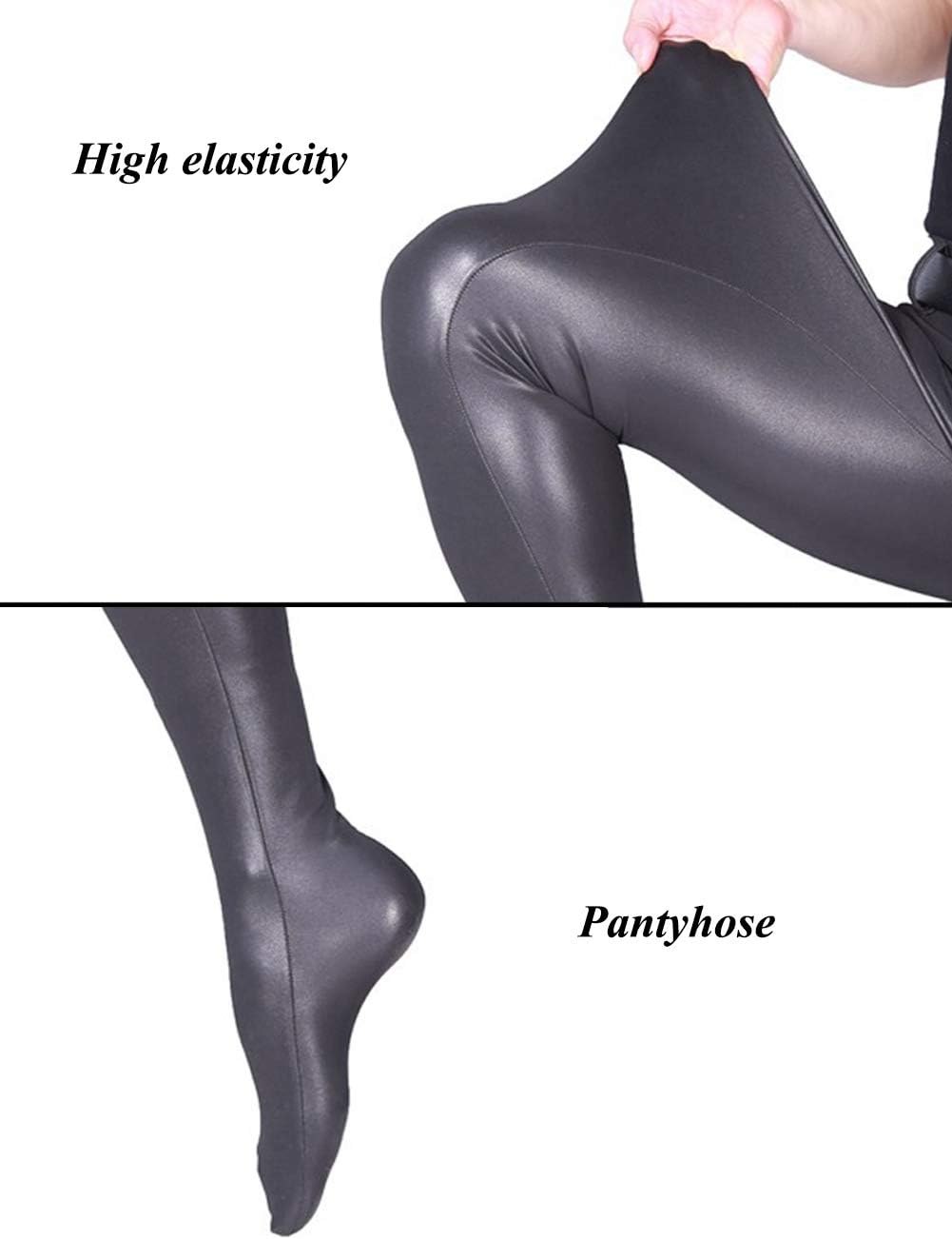 leesuo Men's Soft Faux Pu Leather Pants Slim Fit Wet Look Motorcycle Trousers Stretchy Tight Pantyhose
