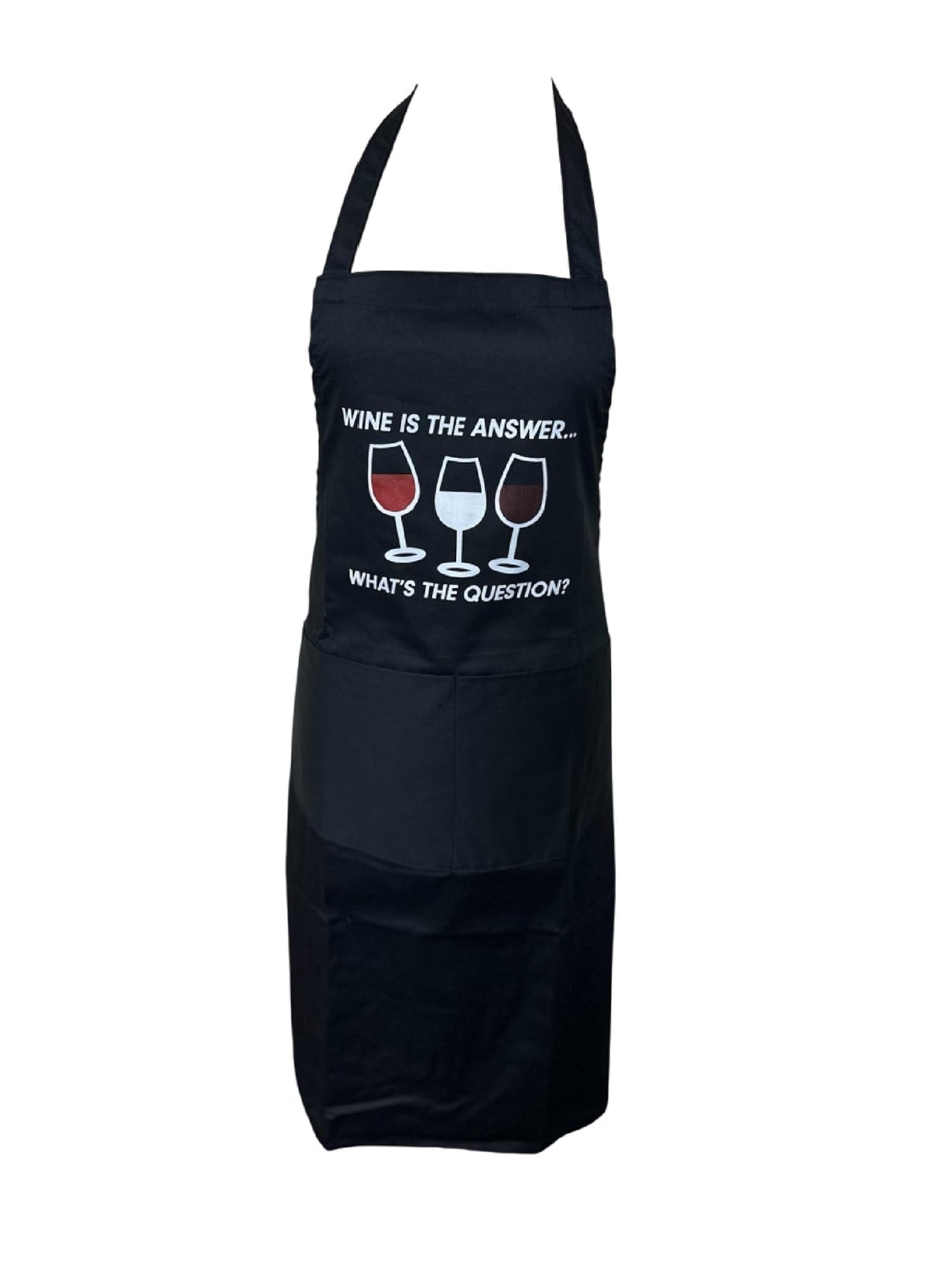 Classic Home Store Novelty Apron “Wine Is The Answer” Kitchen Chef BBQ Pinny Adults Bib Black