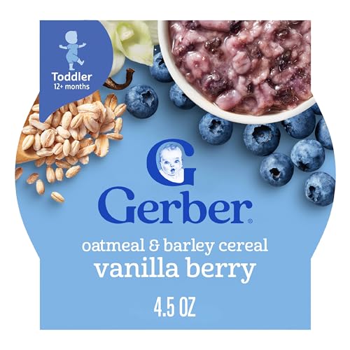 Gerber Toddler Food, Oatmeal and Barley Vanilla Berry Cereal, Iron Helps Support Brain Development, Toddler Oatmeal