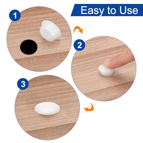 Image of uxcell 300Pcs Screw Hole Plugs, 8mm(5 /16 inch) Dia Plastic Round Button Plugs Snap in Locking Hole Covers Flush Type Caps for Furniture Cabinet, Transparent