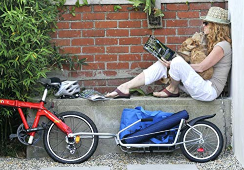 Maya Cycle One-Wheel Bicycle Cargo Trailer with Kickstand &ndash; Converts to Wheelbarrow, Includes Bag, Fits 18" to 700c Bikes