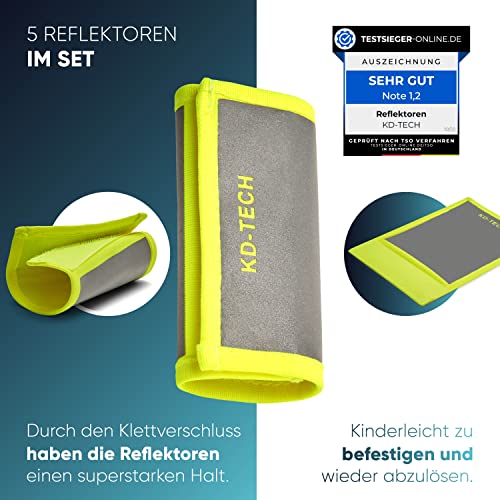 KD-TECH Kinderwagen Reflektoren 5er Set mit Klettverschluss für maximale Sichtbarkeit Sicherheits-Reflektoren Buggy (Grün-Silber)