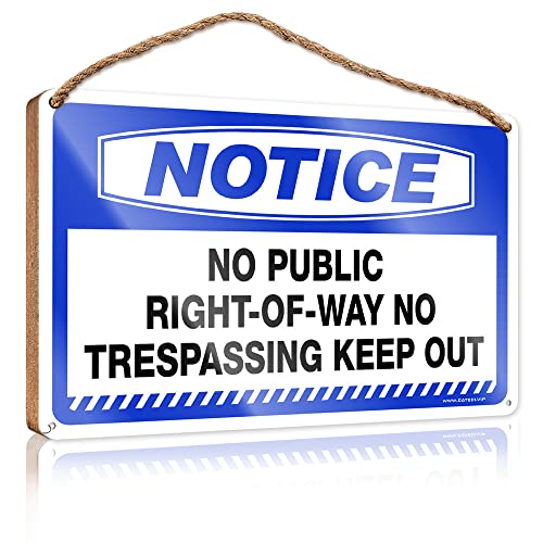 SWFG Hanging Porch Sign Notice No Public Right-Of-Way No Trespassing Keep Out Wooden Sign Room Stuff Boys Room Decor(23X35CM)