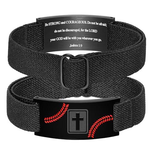 KLIFOWDY Baseball Cross Bracelet for Boys Men Joshua 1 9 Bracelets Christian Religious Confirmation Baptism Bible Jewelry Gifts for Kids