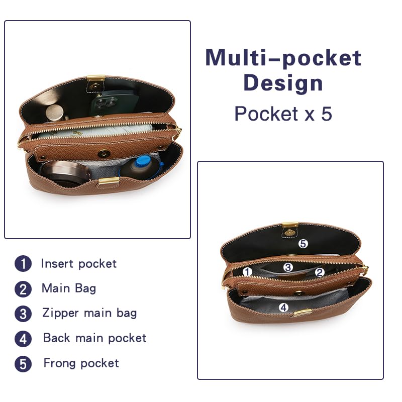 Image of Small Women Soft Genuine Leather Shoulder Bag Crossbody Purses for Lady Bucket Handbag