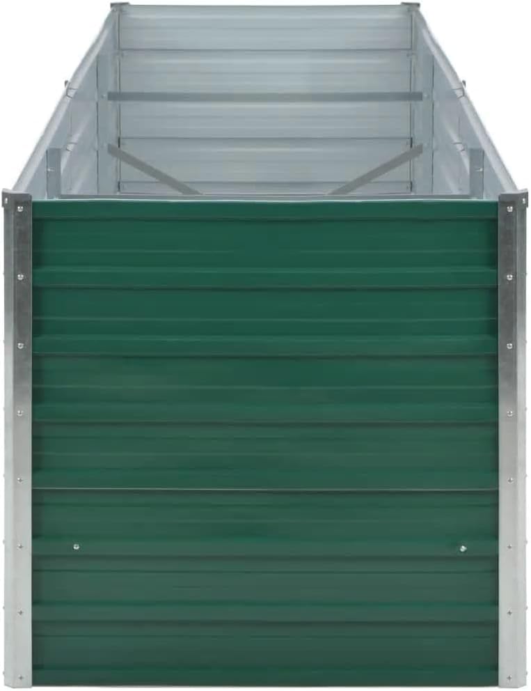 vidaXL Raised Garden Bed, Raised Flower Bed, Galvanized Steel Planter, Outdoor Planter for Patio Backyard Garden Vegetables Herbs, Green