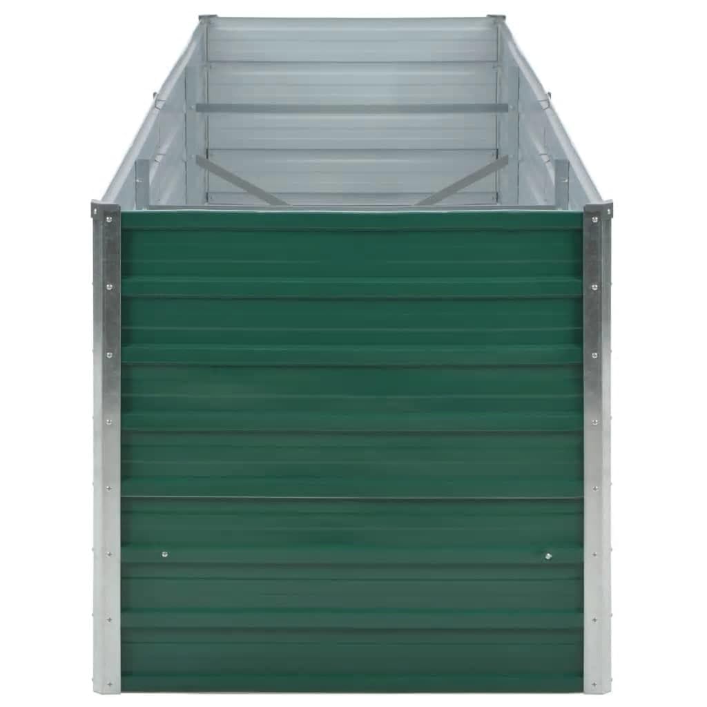 vidaXL Hochbeet aus verzinktem Stahl 240x80x77 cm, Grün, Pflanzkasten mit offenem Boden, wetterfest, für Blumen, Gemüse und Kräuter, Garten oder Terrasse