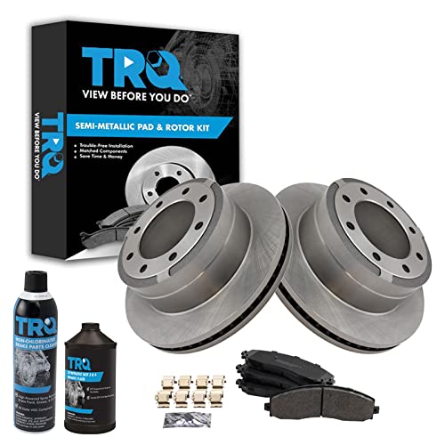 Image of TRQ Rear Brake Pad & Rotor Kit, with Chemical Kit Semi-Metallic Compatible with 2013-2019 Ford F-250 Super Duty F-350 Super Duty