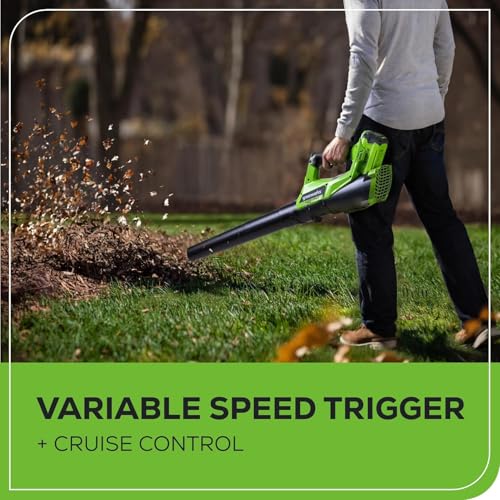 Image of Greenworks 40V 12 inch Auto Feed String Trimmer and Leaf Blower with 2.0Ah Battery & Charger + Greenworks 0.065 inch Dual Line Auto-Feed Trimmer Spools (6-Pack) + Replacement Spool Cover