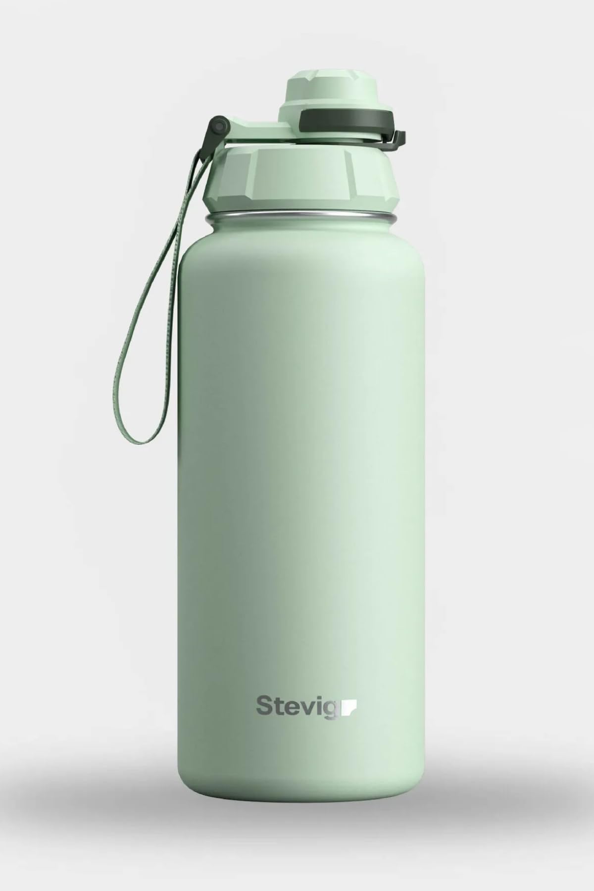 1 Hand Leak-Proof Sızdırmaz Çelik Termos 1000 Ml Smoke Green ST-218