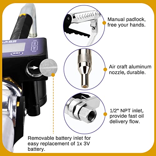 Digital Oil Control Valve Meter Nozzle,Pneumatic Oil Gun with 1/2" inch NPT Inlet,Extrusion