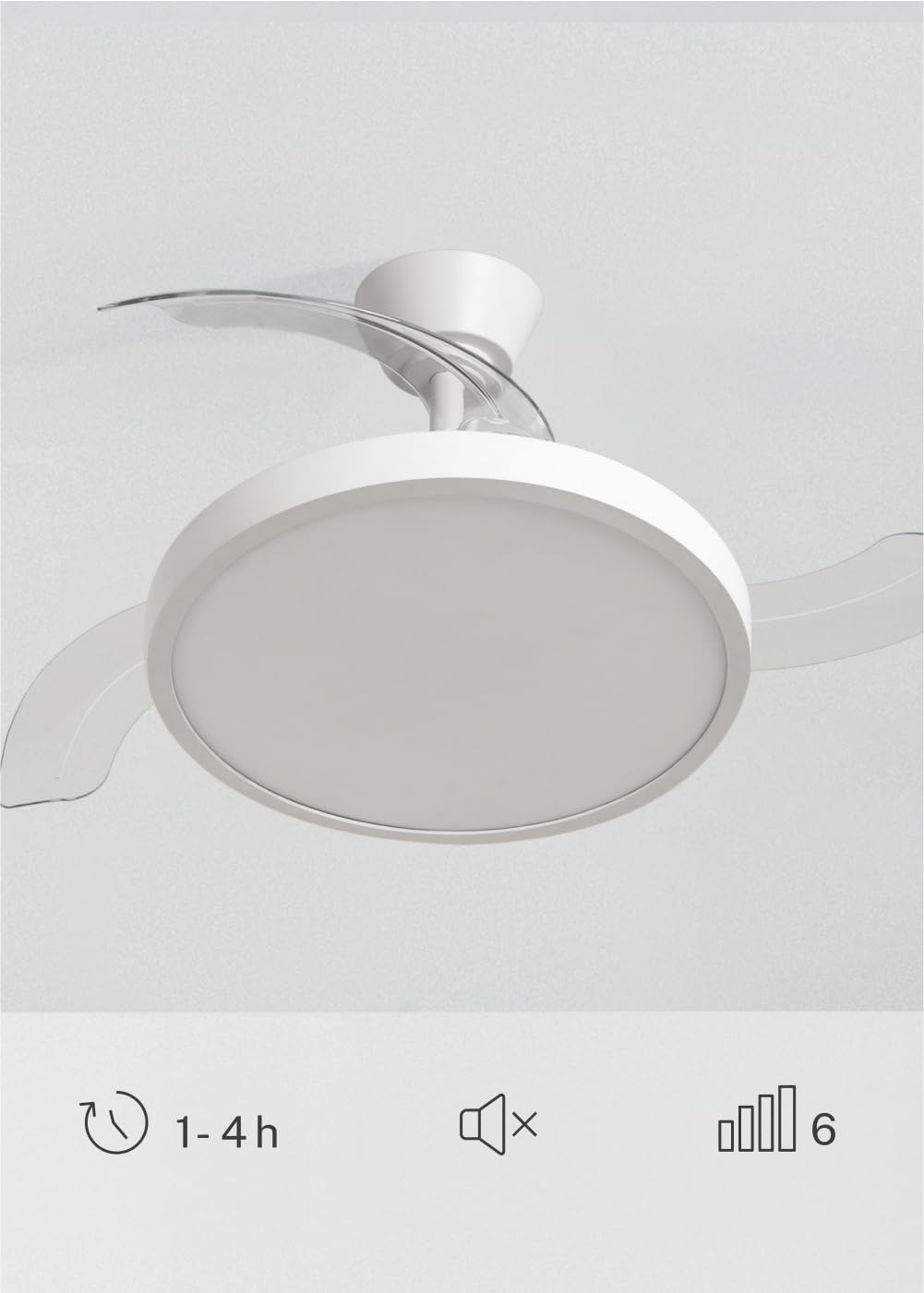 CREATE / WIND CLEAR STUDIO S/Ventilateur de plafond avec lumière blanc avec télécommande / 40W, Ø 91 cm, 6 vitesses, pales rétractables, 3 températures de lumière, fonction été-hiver