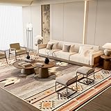 B BENRON Western Rugs for Living Room, Non Slip Large Rug for Bedroom Dining Table Kitchen, Washable Aesthetic Area Rug for Home Decor, 6ft x 9ft, Warm Beige