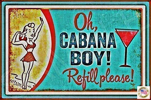Cabana Boy Tiki Bar Metal Sign 8"x12" All Weather Made In USA!