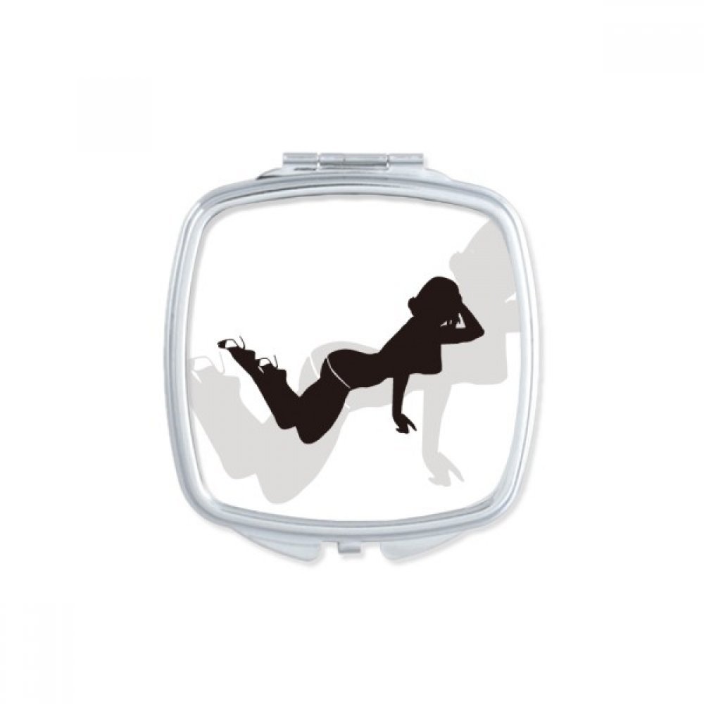 Miroir de maquillage compact carré au design multicolore pour femme et fille