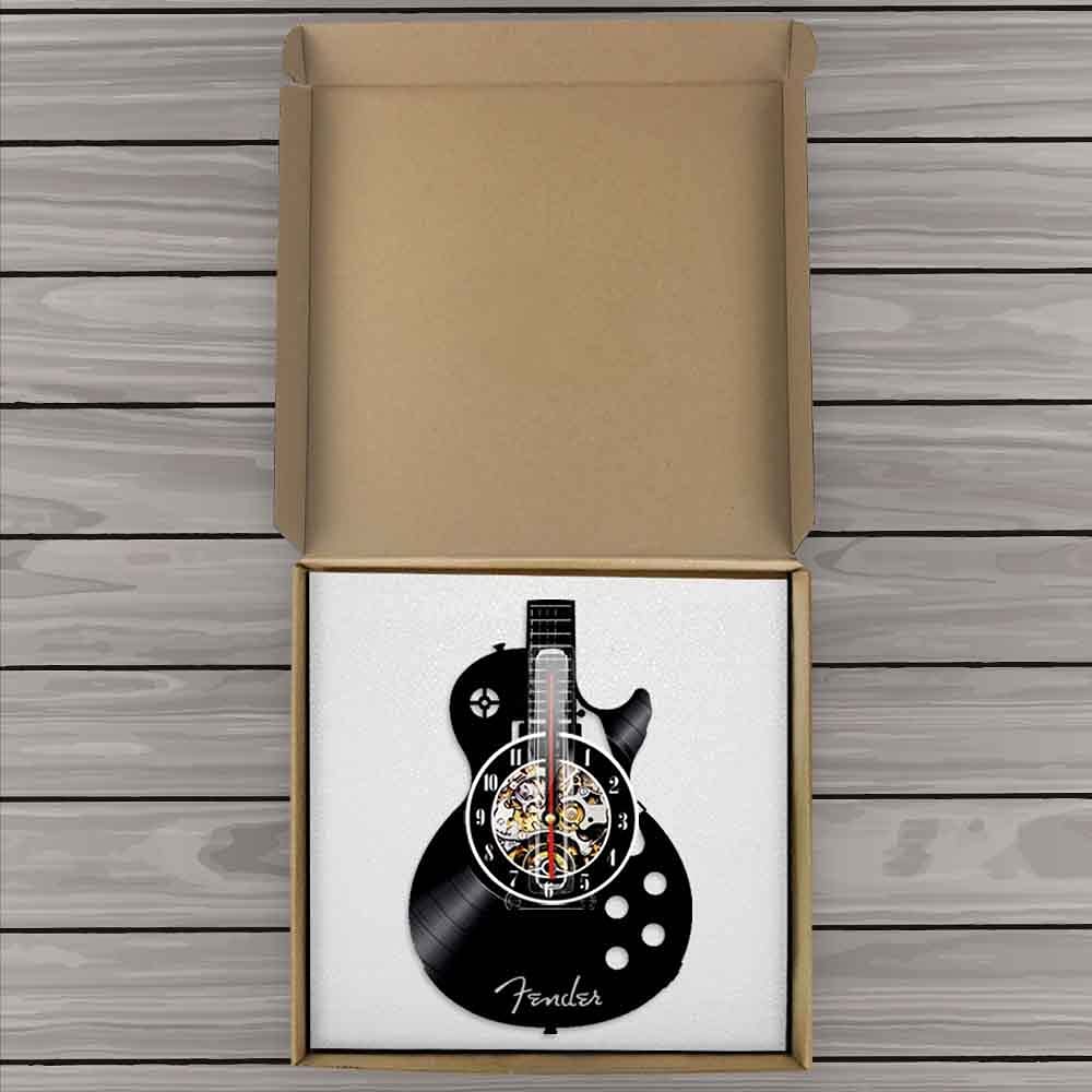 ELD Dia 30cm Telecaster Chitarra Disco in Vinile Orologio da Parete a LED Musica Rock Orologio Musicale Acustico telecomandato Chitarrista Decor Art with Light Friends Gift Remote Control Art Clocks