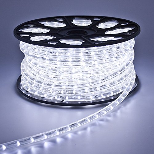 Bakaji Tubo Luminoso 50 Metri Colore Bianco Freddo 900 LED Per Uso Esterno Ed Interno Con Controller 8 Giochi Di Luce Bobbina Luci