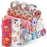 Chumia 18 Pcs Fleece Pet Blanket Soft Warm Sleep Mat Fluffy Cute Puppy Supplies Paw Bone Star Elephant Dot Heart Print Design Bed Blankets for Dog Cat Kitten Animals(30 x 20 Inch,Sweet)