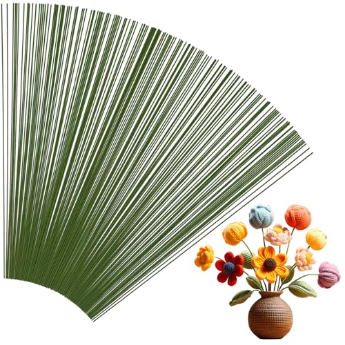 300 PCS Floral Wire Stems COIDEA 26 Gauge 14 Inch Artificial Flower Stems Green Flower Wire Craft Flower Sticks for DIY Flower Making Wrapping and Floral Arrangements