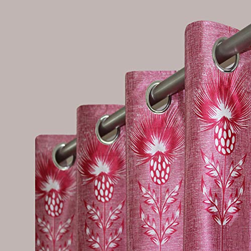 Image of Queenzliving Secret Linen Curtain, Window 5 feet- Pack of 2, Lava Red