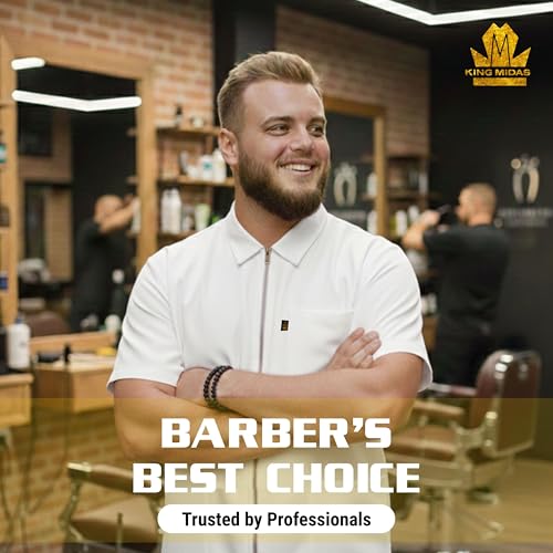 Image of King Midas Professional Barber Jacket for Men - Ultra Lightweight Short Sleeve Barber Smock