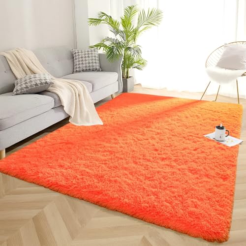 AIMECOラグマットカーペット 可愛い じゅうたん 約1.2畳 洗える 北欧おしゃれ rug carpet 抗菌除ダニ 子供部屋 リビング 寮 サラリーマン 120*160CM オレンジ