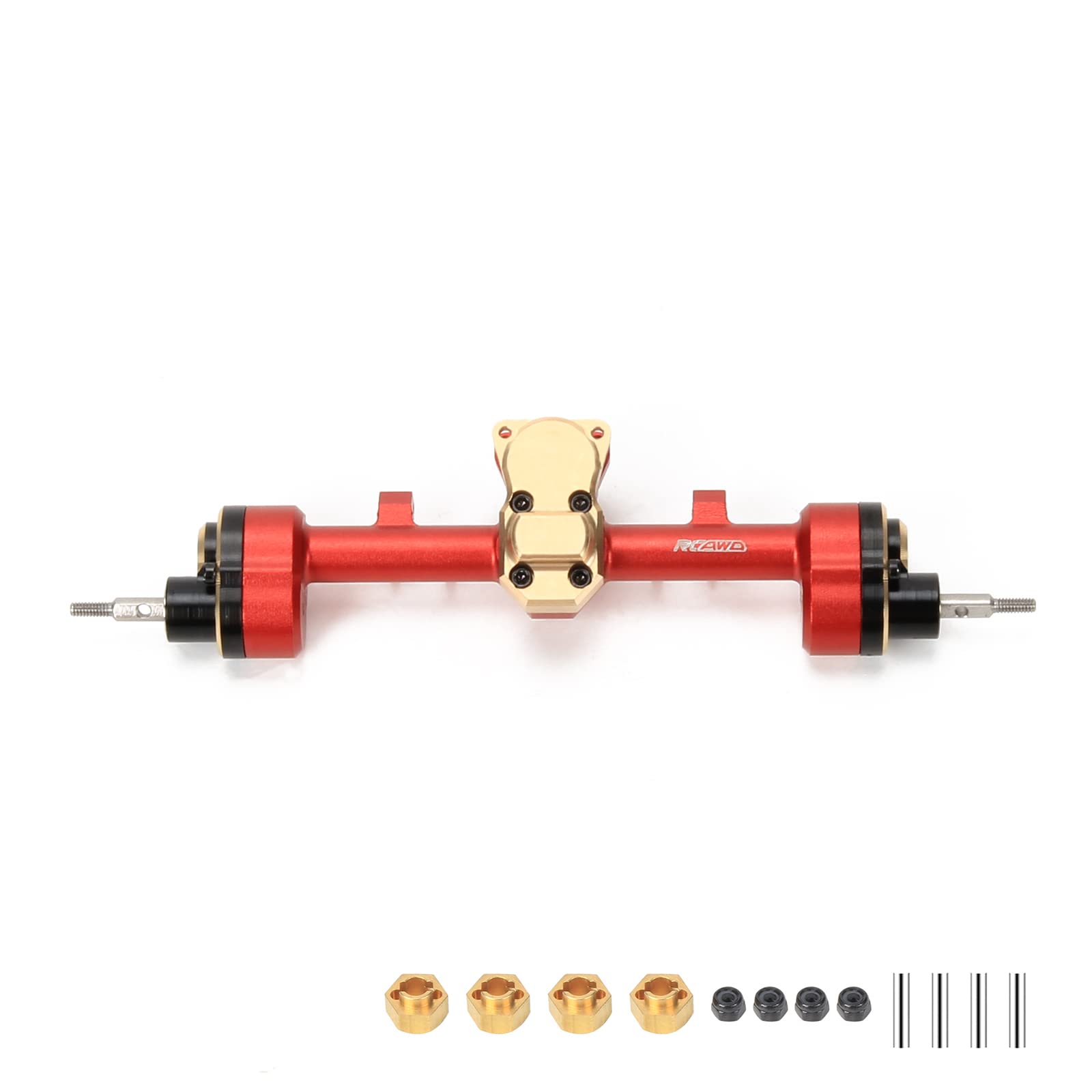 RCAWD Rear Portal Axle Housing & Steel Gears For Axial 1-24 SCX24 Crawlers upgraded part Red