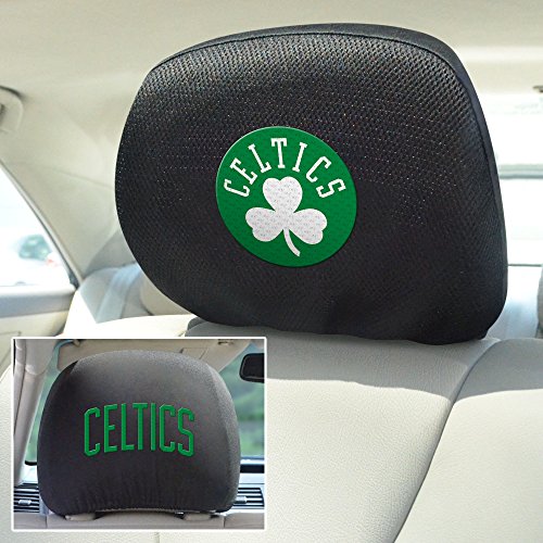 FANMATS 12520 Boston Celtics Embroidered Head Rest Cover Set - 2 Pieces