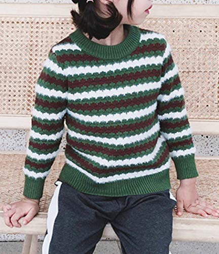 ASHER FASHION Baby Girls Winter Clothes Long Sleeve Knit Pullover Sweater Striped Pattern Sweatshirt Crewneck Knitwear2