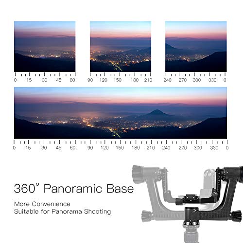 Image of SIRUI PH-10 Gimbal Tripod Head Lightweight Professional Carbon Fiber 360 Degree Panoramic Gimbal Head with Arca-Swiss Standard 1 /4 inch Quick Release Plate for DSLR Cameras Max Loading Up to 33 lbs /15kgs | 10-Layer Carbon Fiber, 360 Rotating Swing Arm, Adjustable Quick Release Plate, Lift Slide, 1 /4 inch-20 3 /8 inch-16 Screws, Wildlife