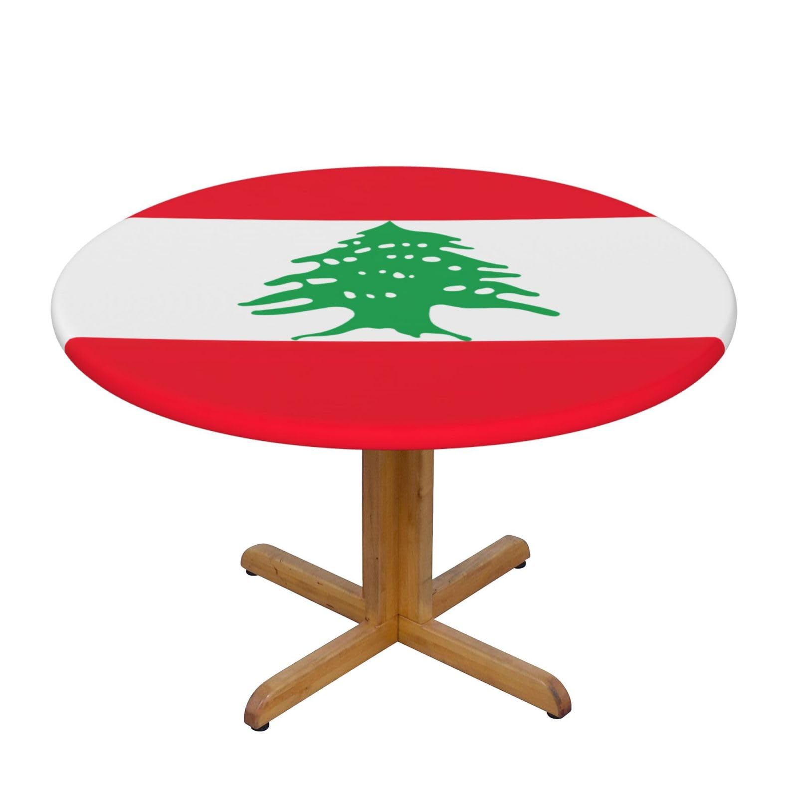 PPHGUT Flag of Lebanon Print Round Tablecloth Family Table Cover Kitchen Wedding Party Everyday Outdoor