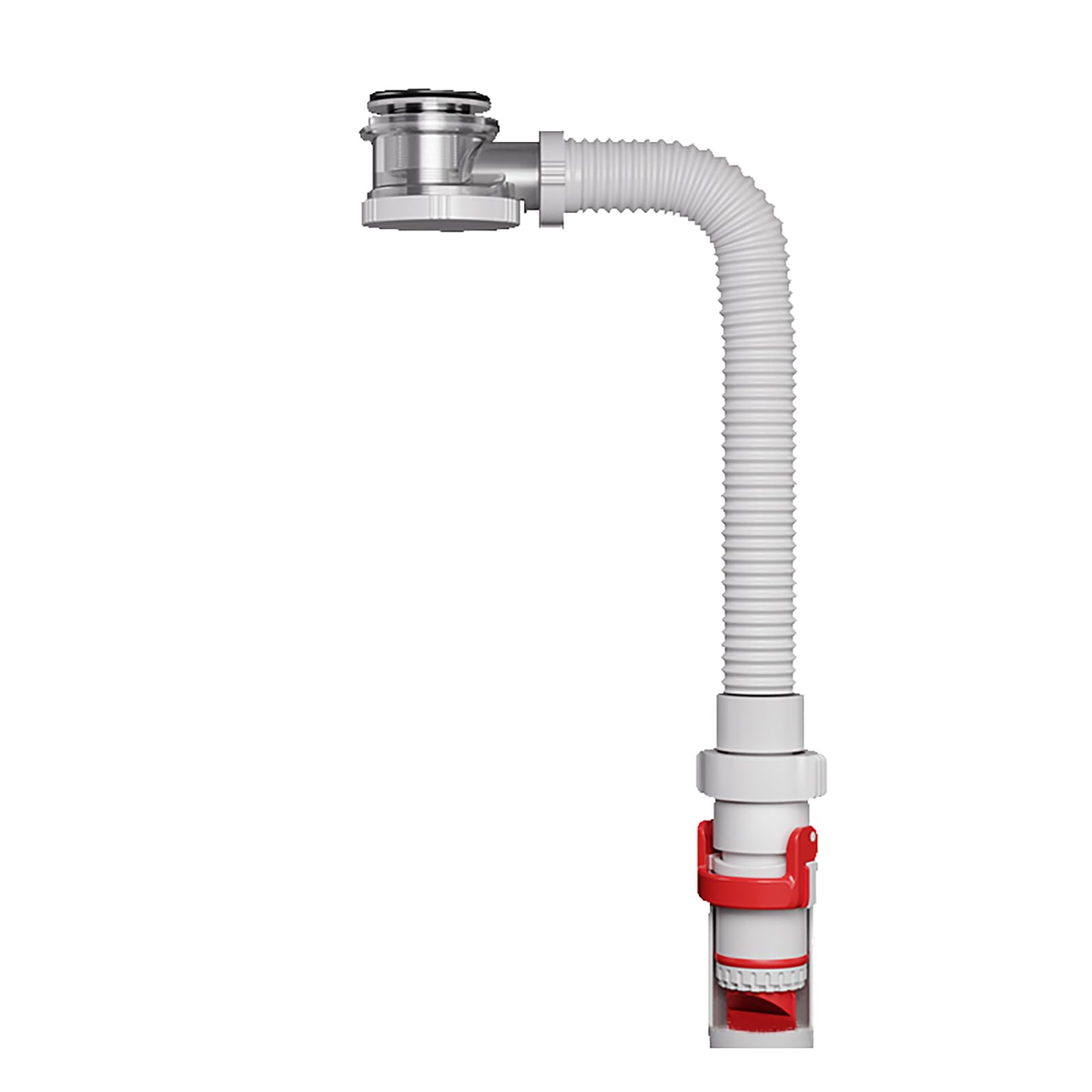 Siphon Waschbecken aus Edelstahl,Pop Up Ablaufventil,Überlauf,Flexibles Gewelltes Abflussrohr,Geruchsverschluss Waschbecken Syphon für Abflussrohre