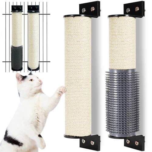 Rascador de gato montado en pared 2 piezas natural sisal miniatura 1