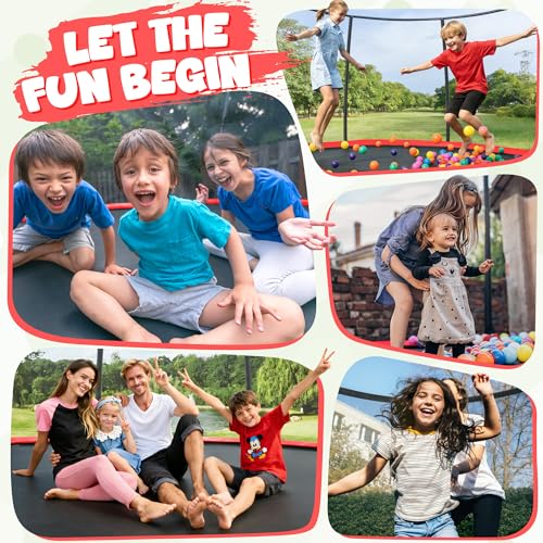 Image of JELENS Trampoline 8FT 10FT 12FT 14FT 15FT 16FT, Recreational Trampolines with Enclosure Net, Outdoor Anti-Rust Trampolines for Kids and Adults, ASTM Approved