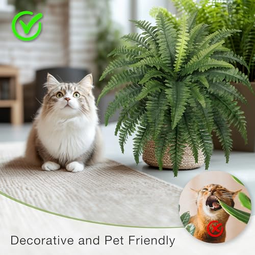 35 Ferns Artificial Bush Plants Large, 2 Artificial Boston Ferns with 39 Fronds for Outdoors Home Decor