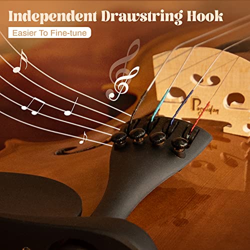 Image of Poseidon Violin for Beginners Adult Fiddle Set, Acoustic Violin Solid Wood Violin 4 /4 with Case, Two 4 /4 Strings, Two Bows, Two Bridges, Two Rosins, Clip-on Tuner, Shoulder Rest Manual - Glossy German