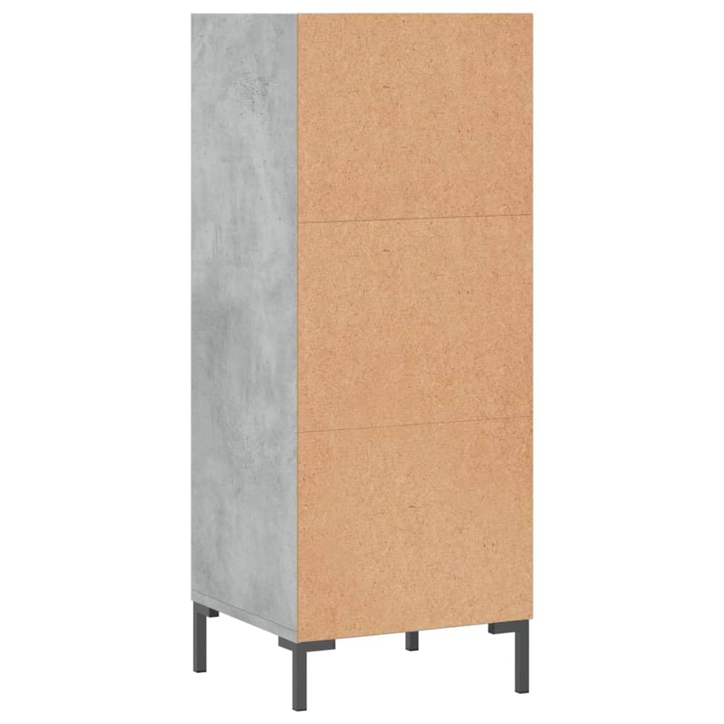 Sideboard Betongrau 34,5x32,5x90 cm Holzwerkstoff mit viel Stauraum für Wohnzimmer Esszimmer Flur Büro und Küche, platzsparend, mit Tür Schubladen Fach Ablage und Wandhalterung