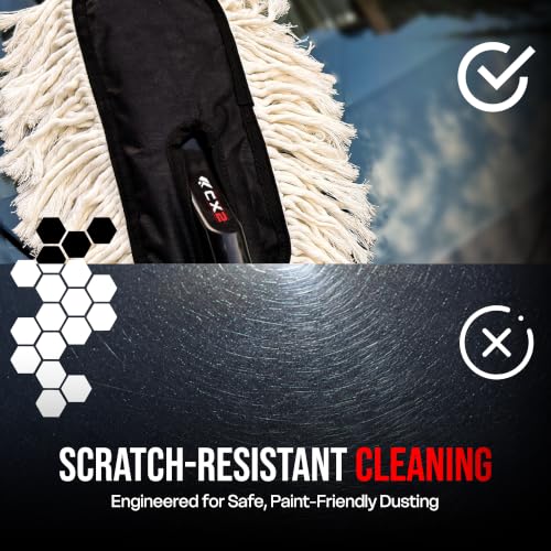 Image of CX2 Car Duster - Lint-Free & Scratch-Free Car Cleaner Brush with Long Handle - Car Dust Cleaner Features Paraffin Wax Coating for Better Cleaning Performance - Car Cleaning Brush for Exterior AeroX