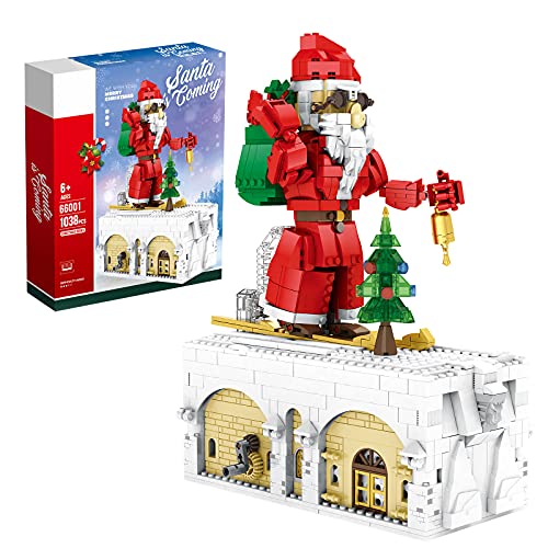 TopBau Weihnachtsmann Weihnachten Dynamische Bausteine, 1039+ Teile, Rentier und Elfen Kompatibel mit Lego Creator Haus