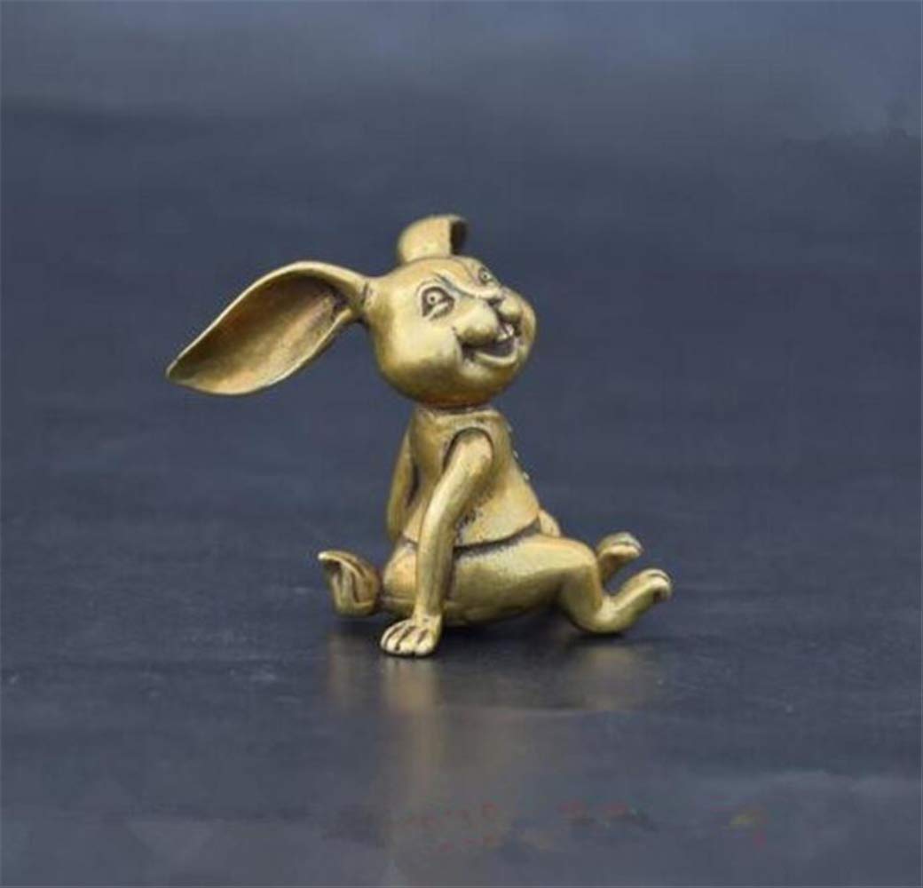 Laiton chinois sculpté animal zodiaque lapin pour une décoration authentique
