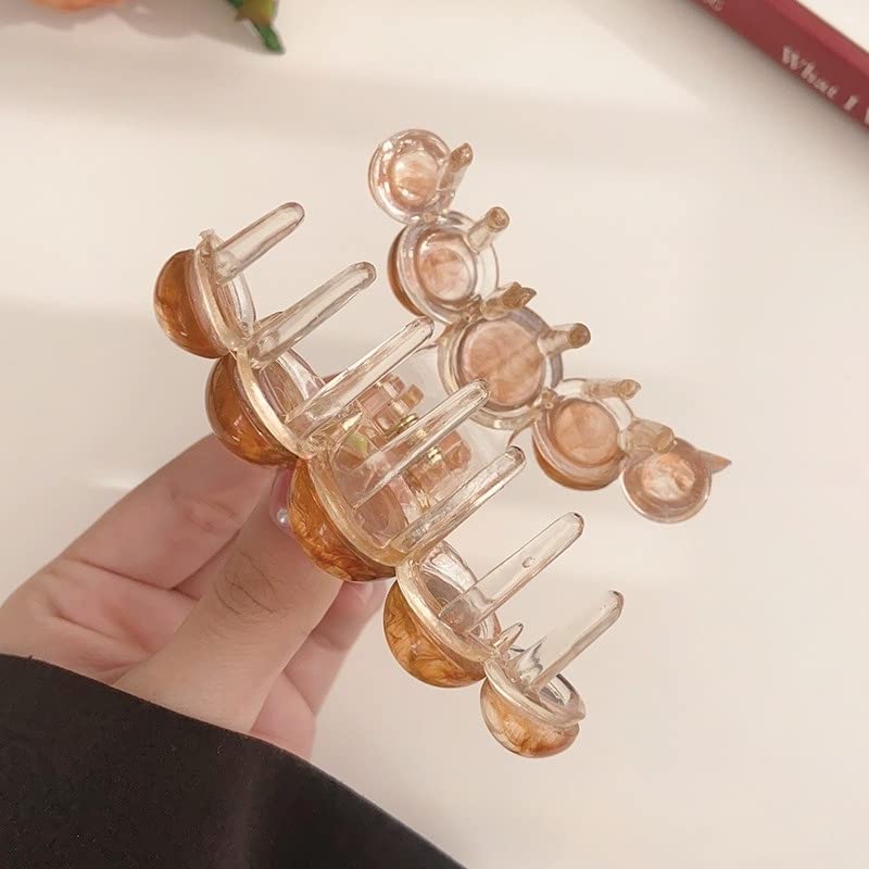 Miniatura 4 de Paquete de 3 pinzas grandes para el cabello de 3.2 pulgadas, color marrón, verde y azul, perla, pinza de mandíbula para mujer, horquillas para