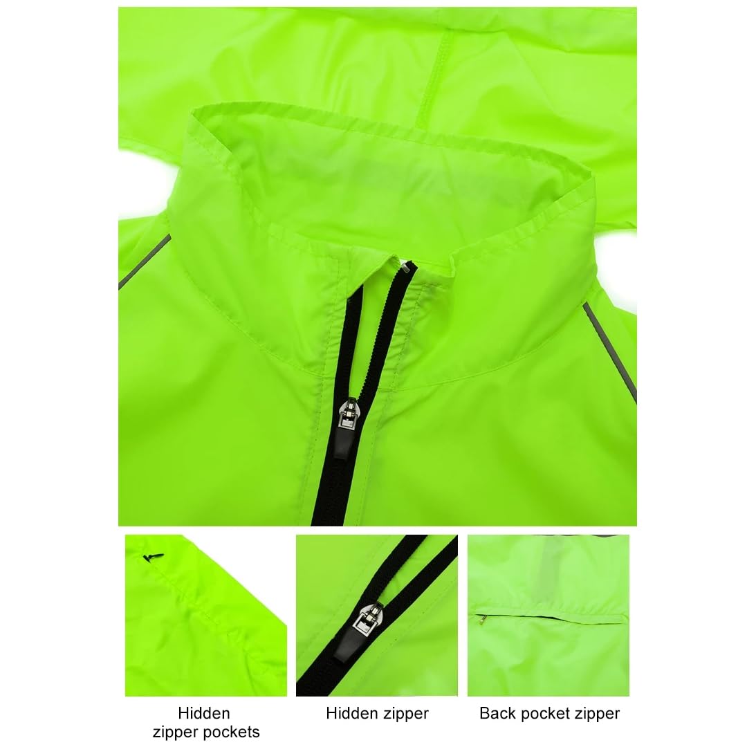 Chaqueta De Ciclismo Para Hombre Y Mujer Impermeable Ligera, Transpirable Para Correr Al Aire Libre De Alta Visibilidad. Chaqueta Deportiva Para MTB Running Y Senderismo,black-L