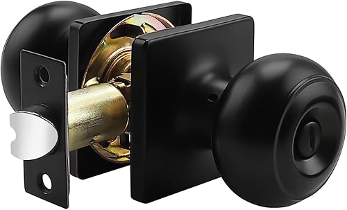 Miniatura 9 de Probrico Pomos de bronce aceitado para camabaño con roseta cuadrada, cerraduras de puertas interiores de privacidad sin llave, paquete de 5