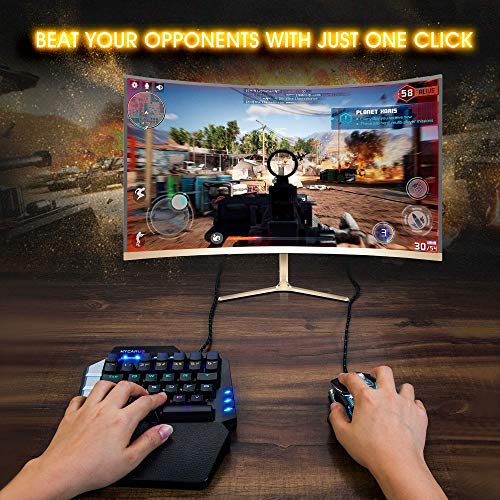 HYCARUS Wired One Handed Mechanical Gaming Keyboard and Mechanical Gaming Mouse Combo with RGB LED Backlit. HYCARUS Keyboard and Mouse Converter Adapter for Nintendo Switch/PS4/Xbox One/PS3/ Xbox 360