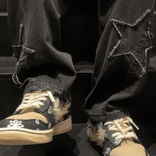 Star Graphics Jeans for Men and Women Y2K Casual Baggy Jeans with Star Design Streetwear Pants4