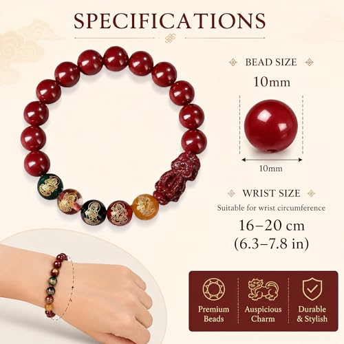 Pulsera Feng Shui Cinnabar Pi Xiu para Unisex miniatura 6