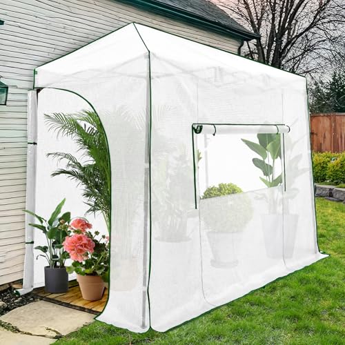 Image of EAGLE PEAK 10x5 Easy Setup Pop Up Greenhouse, Lean-to Design, Clear /White
