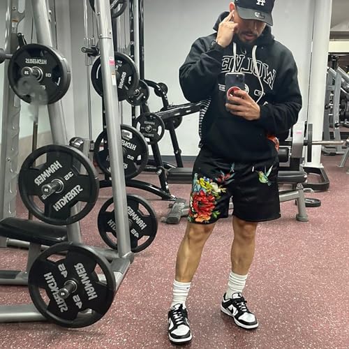 BOOMLEMON Mens Mesh Graphic Print Shorts Casual Fashion Cool Shorts Retro Active Gym Streetwear Short Pants4