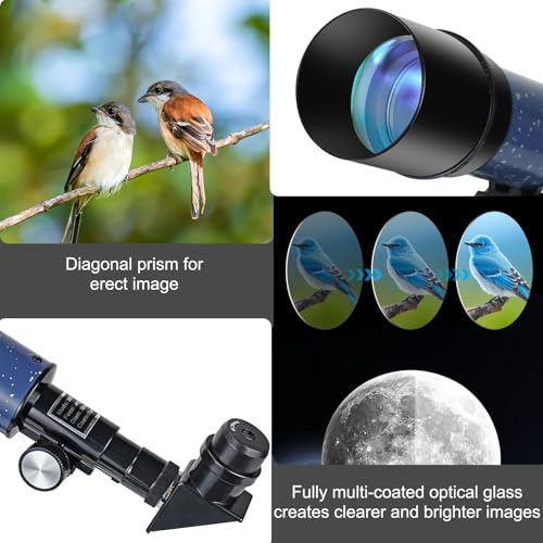 Teleskop 50mm Blende 360mm Fokuslänge für Astronomie Anfänger, Refraktor Reise Teleskop mit Tischstativ verpackt in Einer Tragetasche